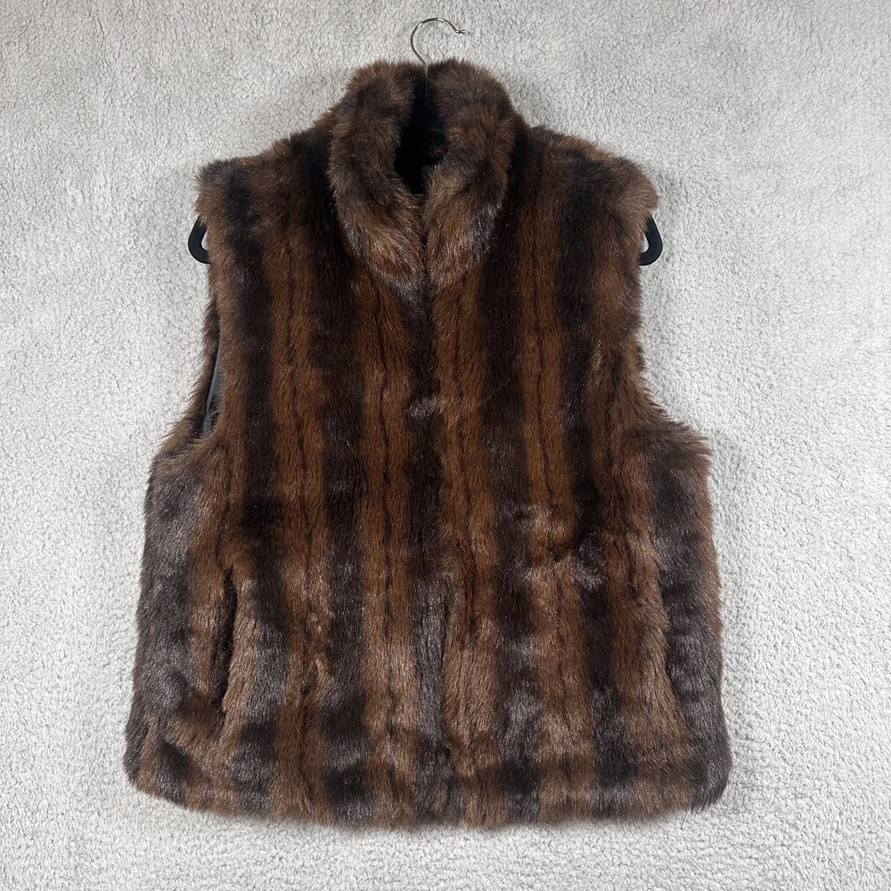 Coaco New York Faux Fur Vest Womens Small Sleeveless Zip Up Winter Jacket‎ Cozy